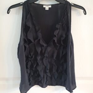 Cache Black Ruffled Sleeveless Crop Top